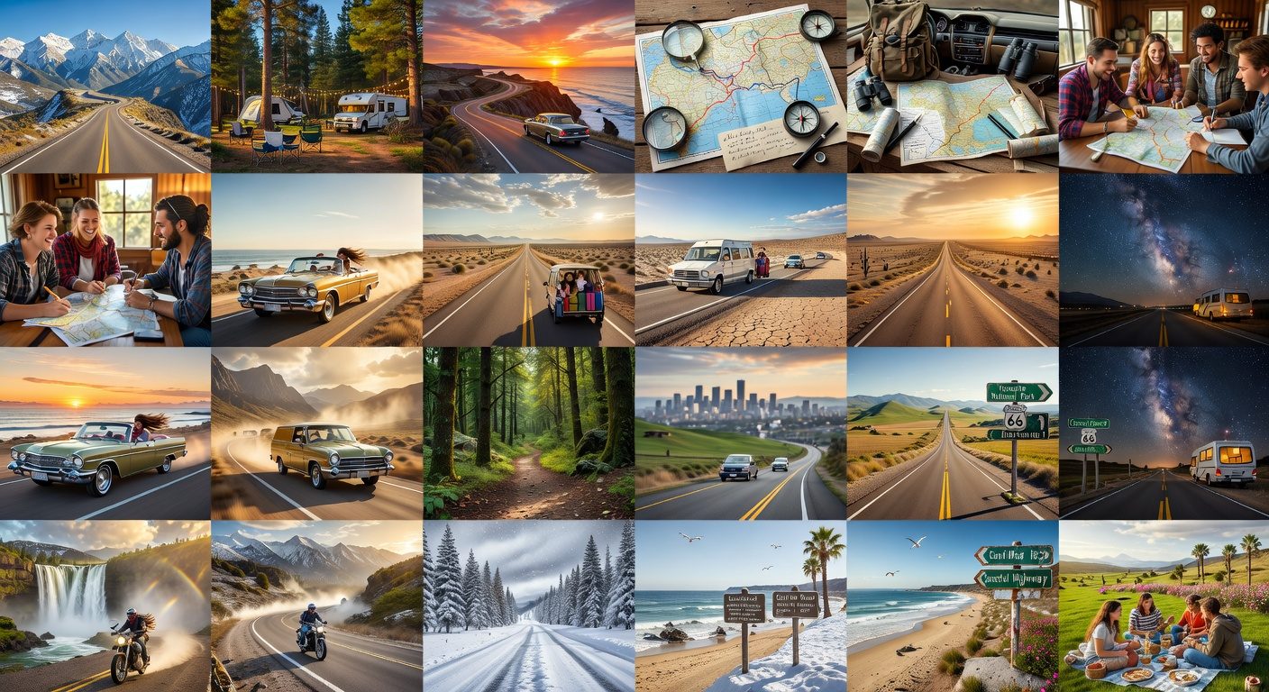 Vintage Car on Open Road